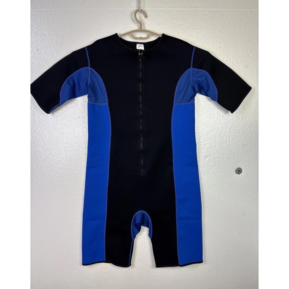 Sisyama Wetsuit Unisex Sz XL Blue Black Zip Up Short sleeve Swim Dive Water Ski